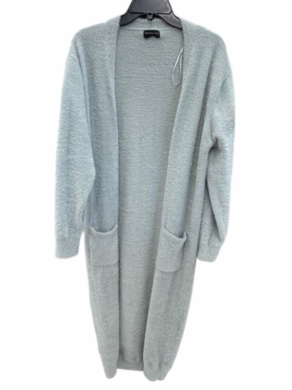White Fox Boutique Light Blue Fuzzy Long Open Cardigan M/L